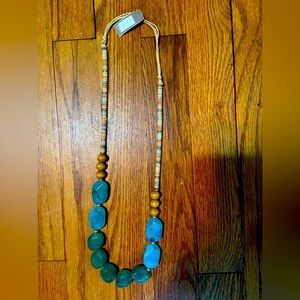 j Jill Elegant Blue and Brown Beaded Necklace